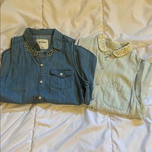 2 Abercrombie collared tops tanks